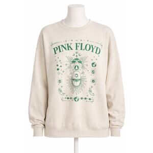 Pink Floyd Graphic Crewneck Sweatshirt Beige Green License Band Pullover XL NWOT
